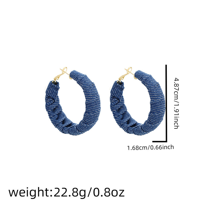 Vintage Distressed Blue Denim Circle Earrings