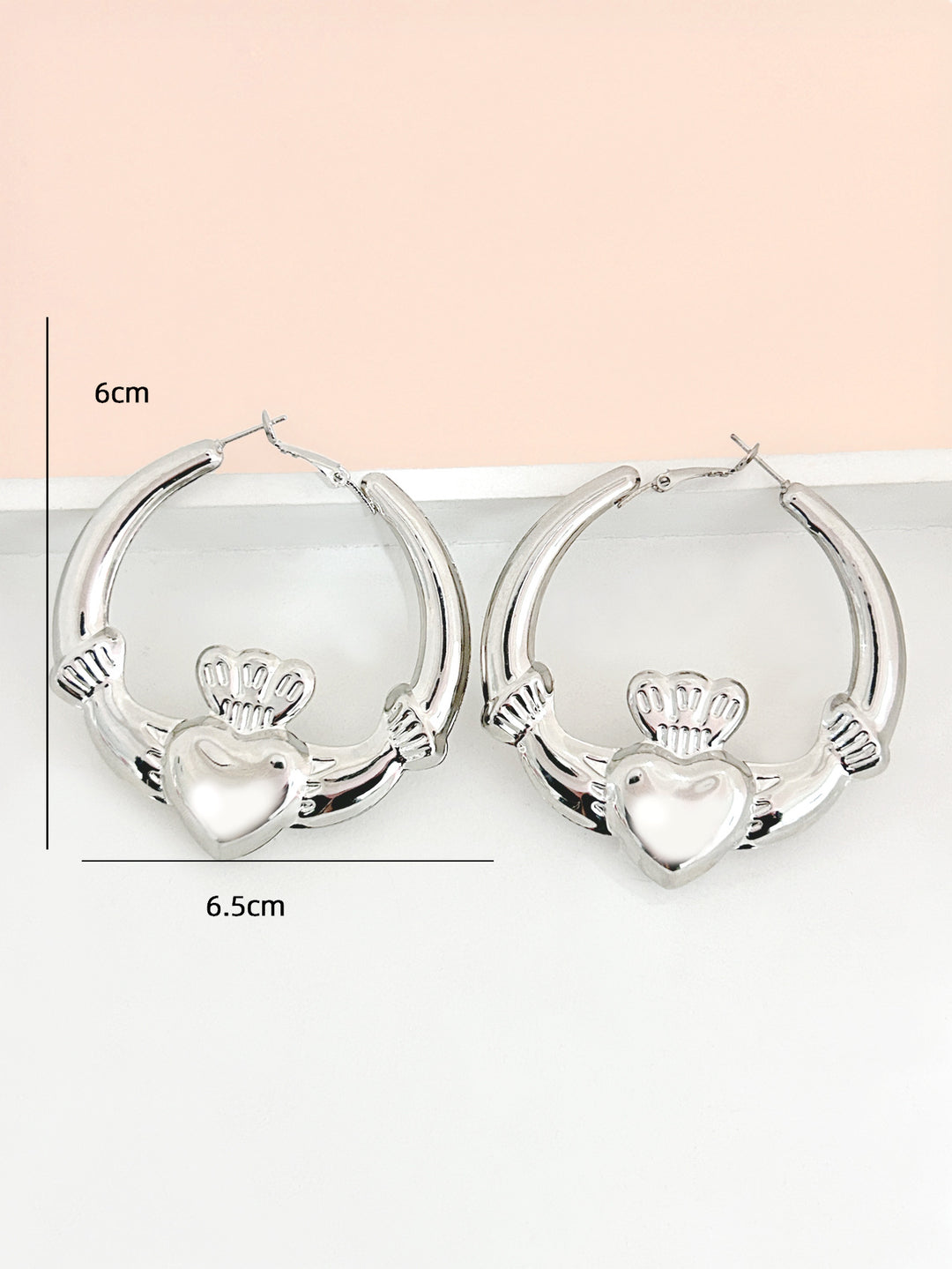 Simple Heart-shaped Crown Hoop Earrings