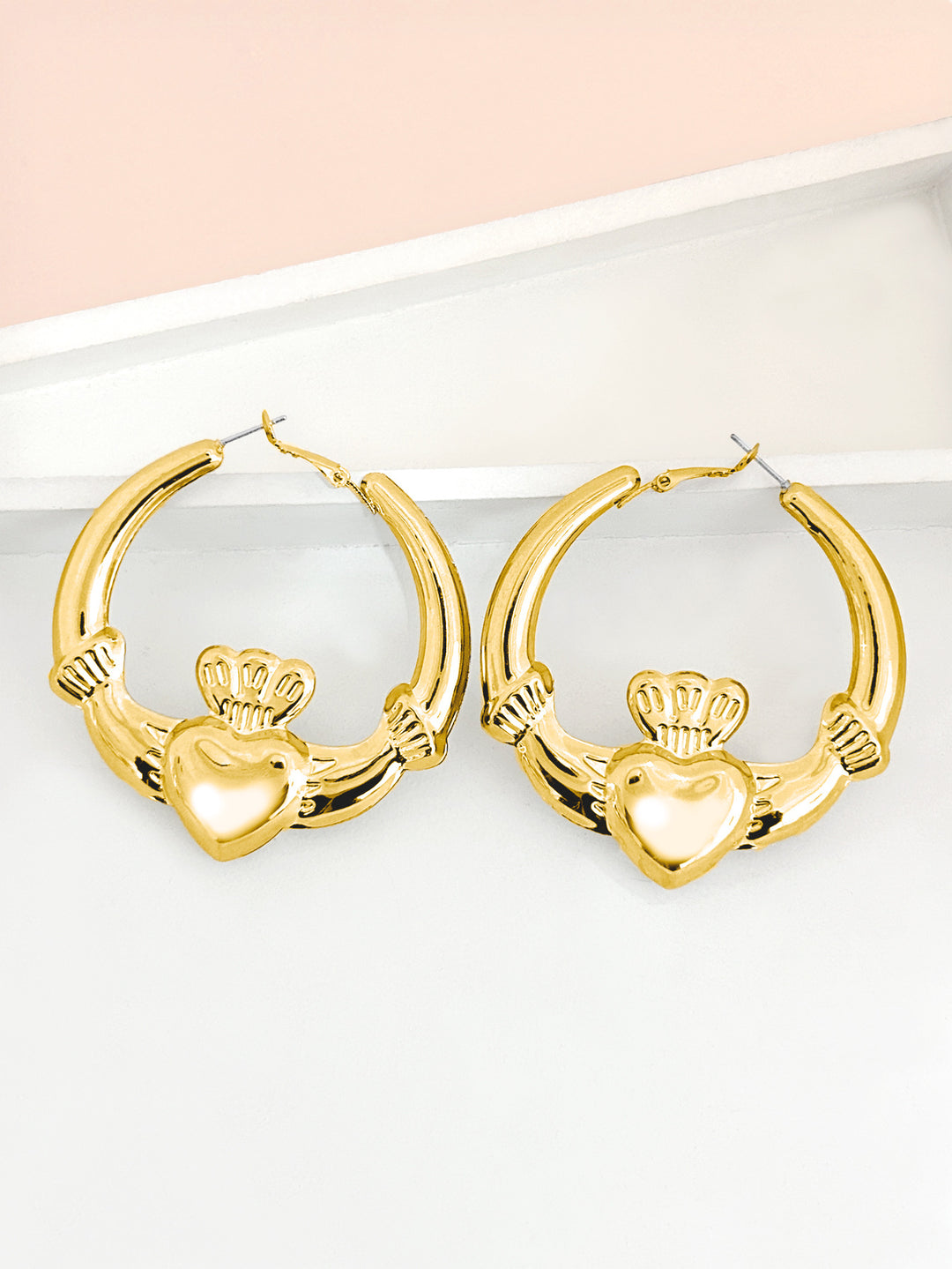 Simple Heart-shaped Crown Hoop Earrings