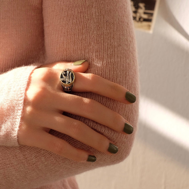 Egyptian Eye Of Horus Ankh Element Vintage Ring