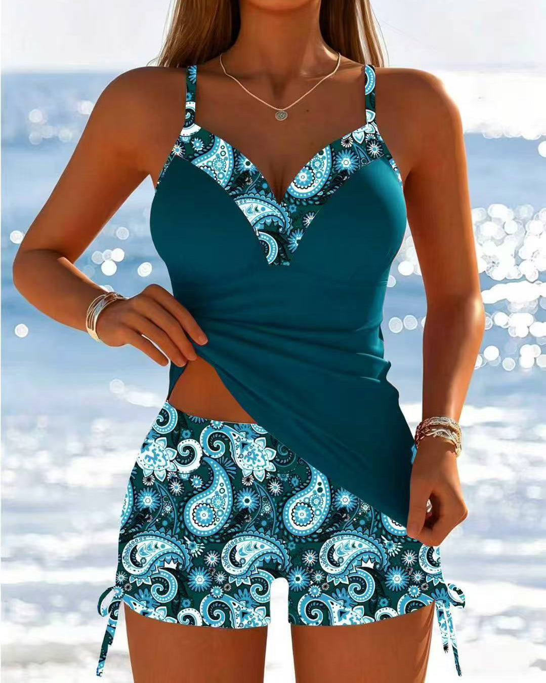 Cashew Flower Two-Piece Swimsuit