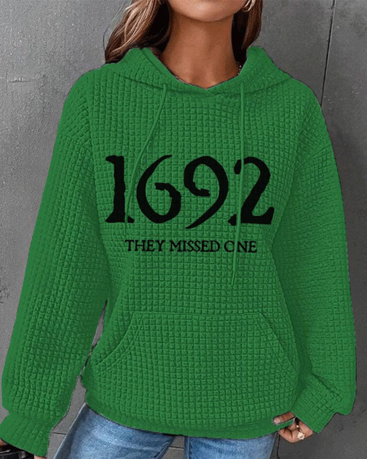 Women's 1692 They Missed One Salem Witch Print Waffle Hoodie