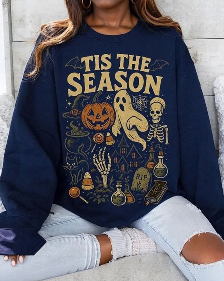 Retro Halloween Cotton Long Sleeve Sweatshirt