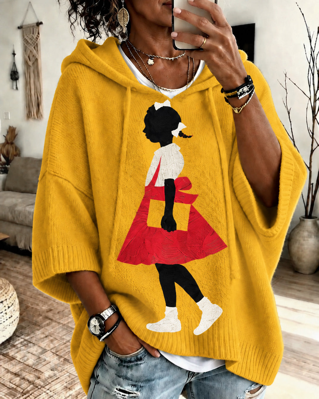 Women's Ruby Bridges Loose-Fit Knit Long Sleeve Sweater