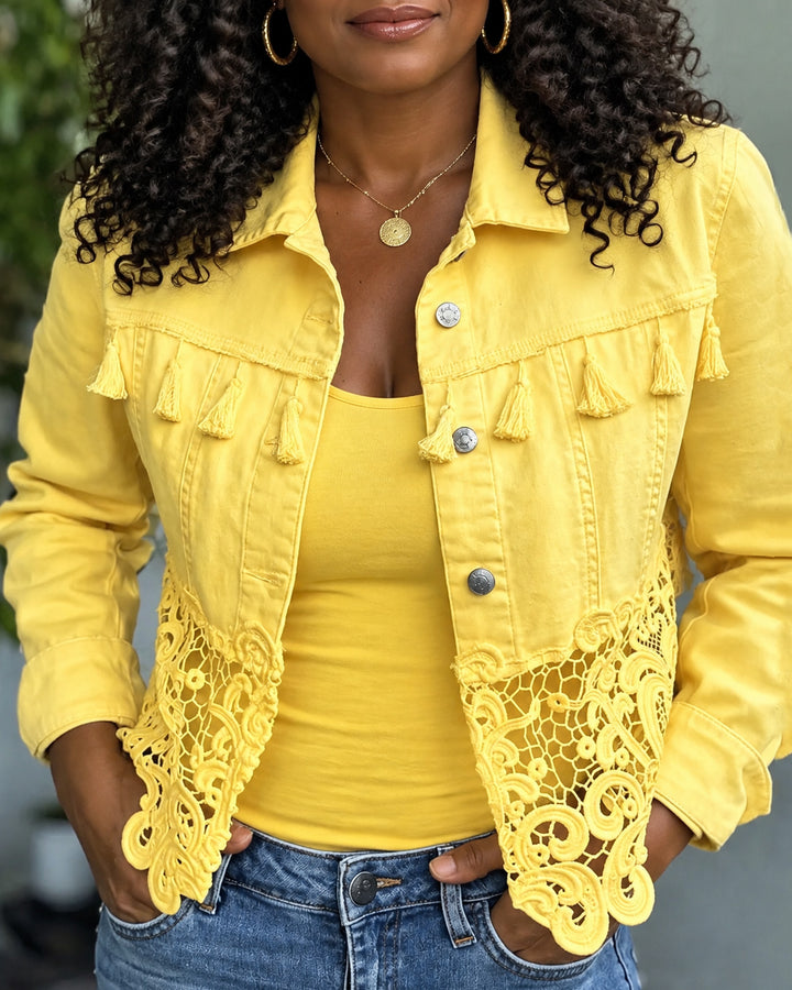 Bohemian Fringe & Lace Denim Jacket