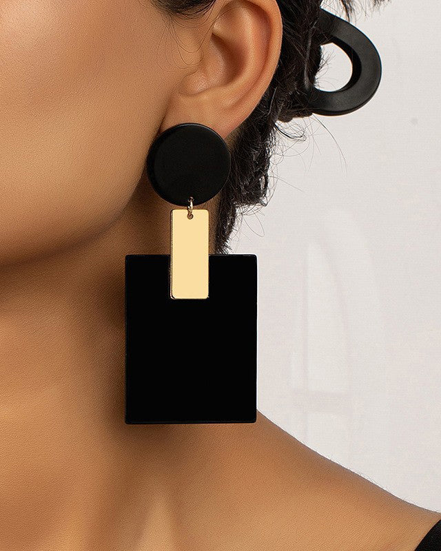 Geometric Round and Square Acrylic Earrings