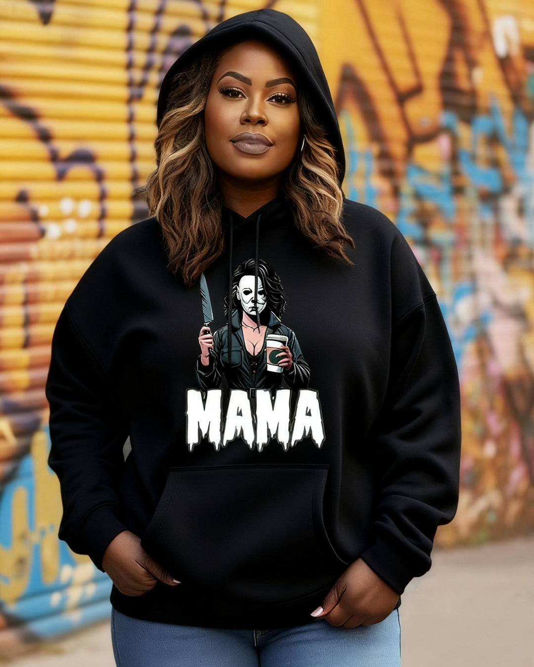 Spooky MaMa Horror Halloween Long-sleeved Hoodie