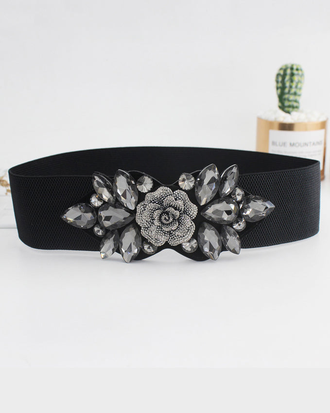 Rose Rhinestone-encrusted Elastic Waistband