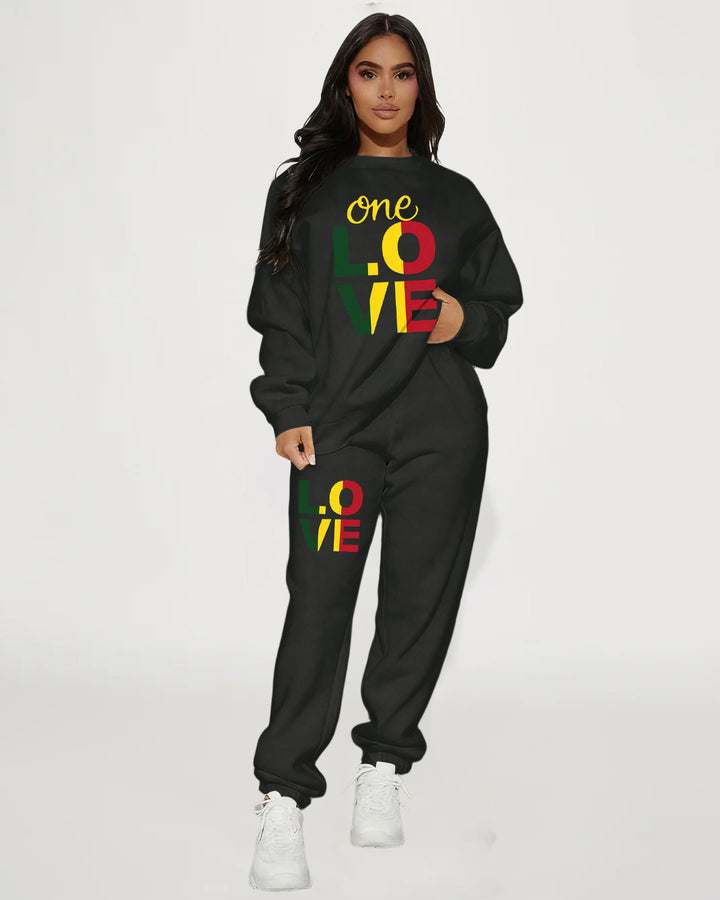 Reggae Music One Love Crew Neck Sweatshirt Two Pieces Set