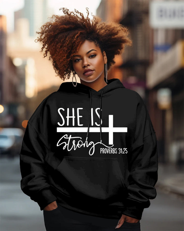 She is Strong Christian Print Long-sleeved Hoodies