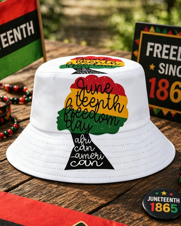 Juneteenth Head Art Print Bucket Hat Travel Beach Sun Hat Fashion Caps Fisherman Hat