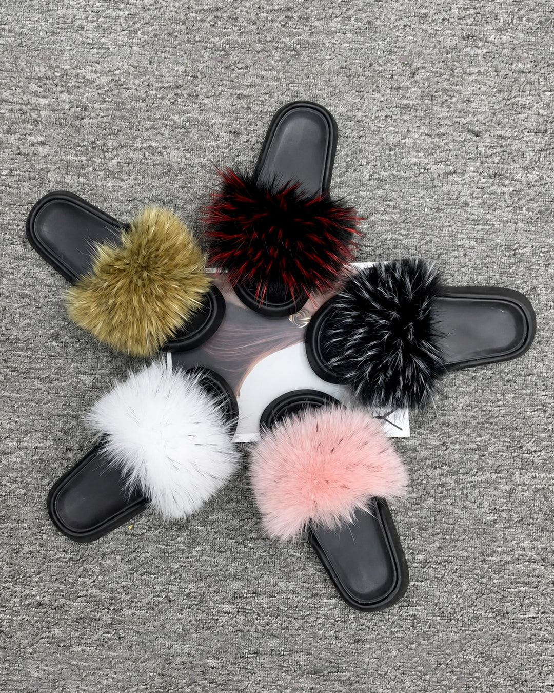 Stylish Raccoon Fur Casual Slippers