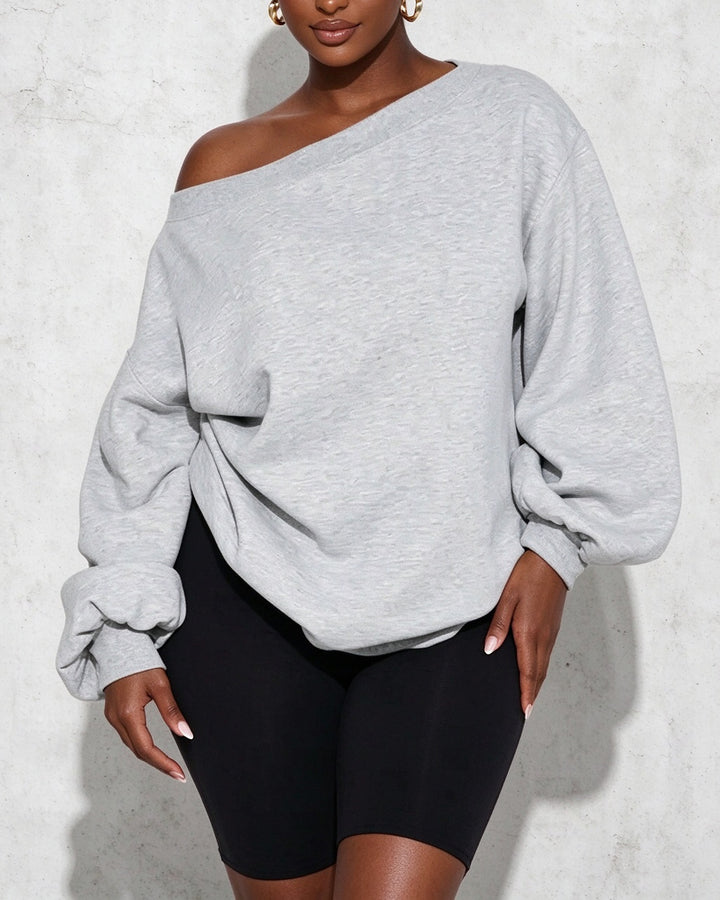 Women's Off Shoulder Lantern Long Sleeve Loose Sweatshirt