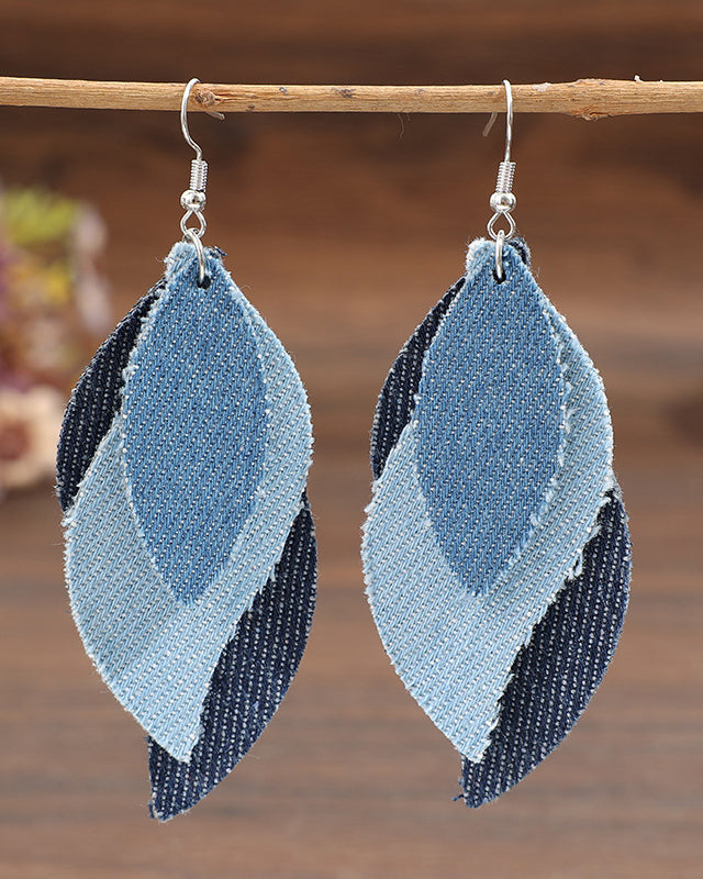 Denim-style Leaf Retro Earrings