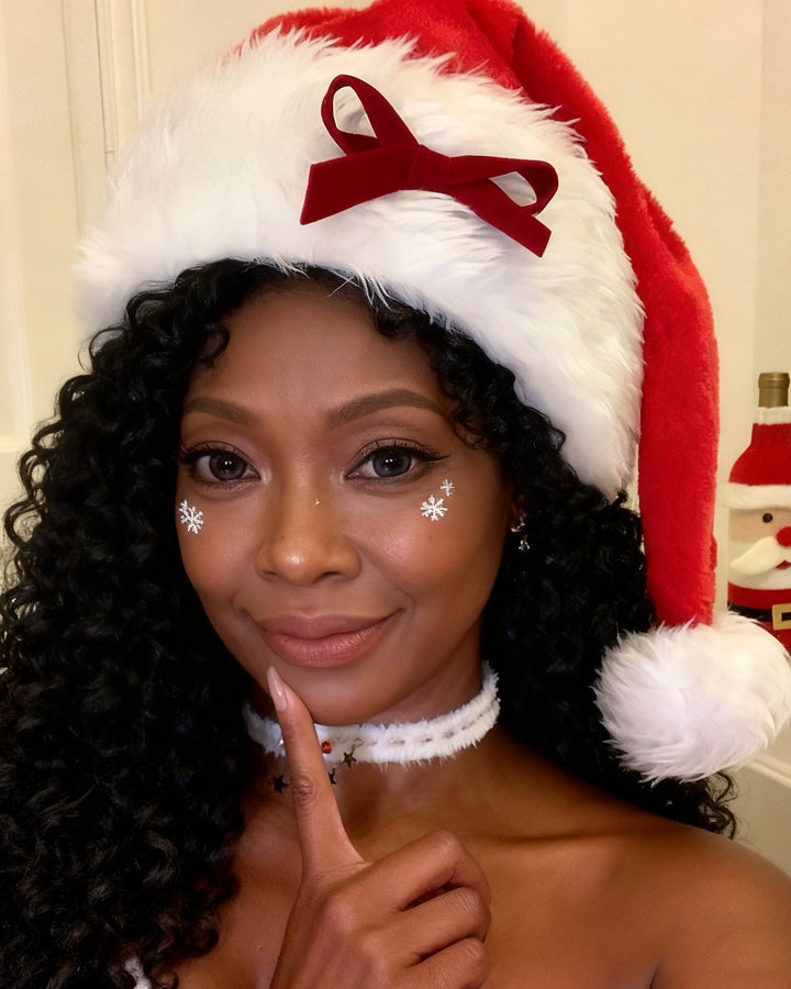 Plush Christmas Hat With Christmas Bow