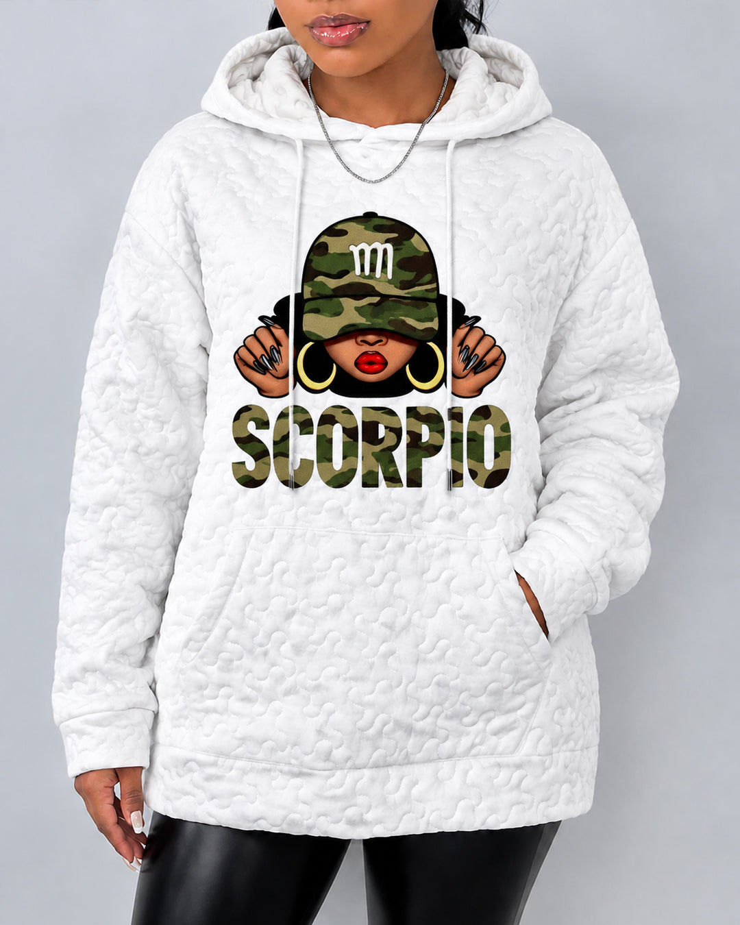 Scorpio Season Quilted Loose Hoodies