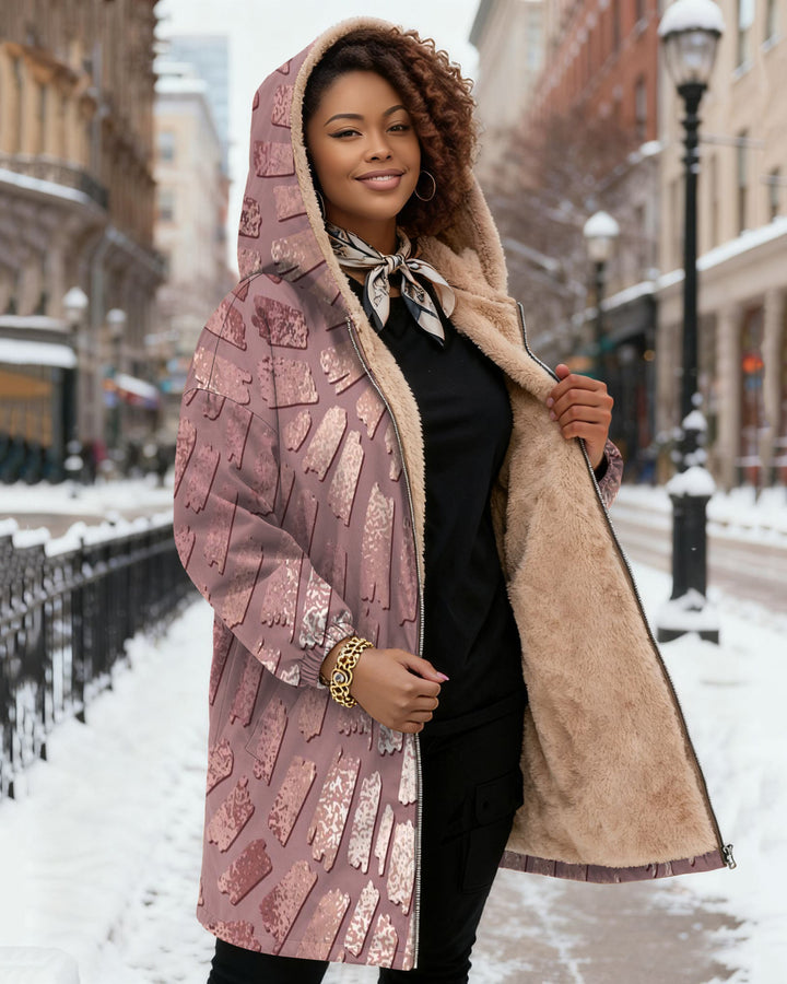 Fun Geometric Stripes Long Sleeve Zip-Up Fleece Long Hoodies