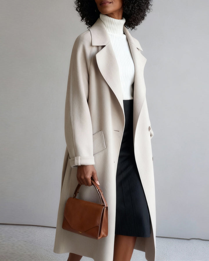 Long Fashionable Loose Over-the-Knee Tight Wool Coat