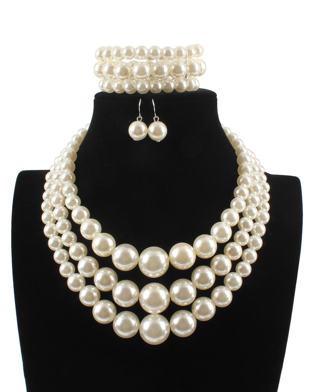 3pcs/set Elegant Imitation Pearl Multilayer Necklace Party Jewelry Set