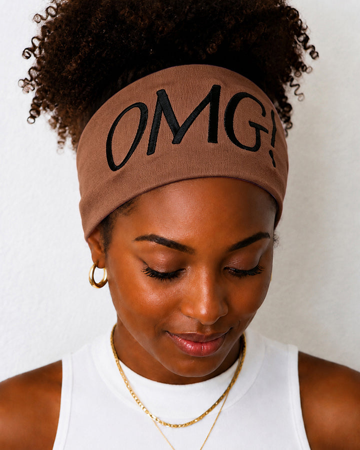 100% Embroidered Letter Wide Stretch Headband