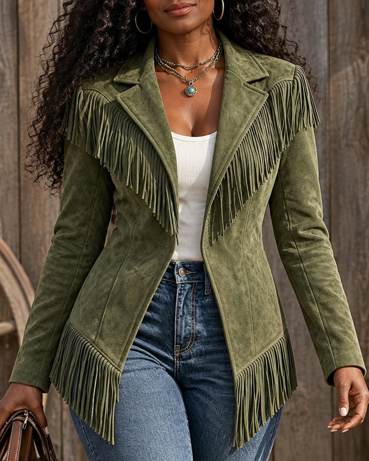 Women's Western Faux Suede Fringe Jacket