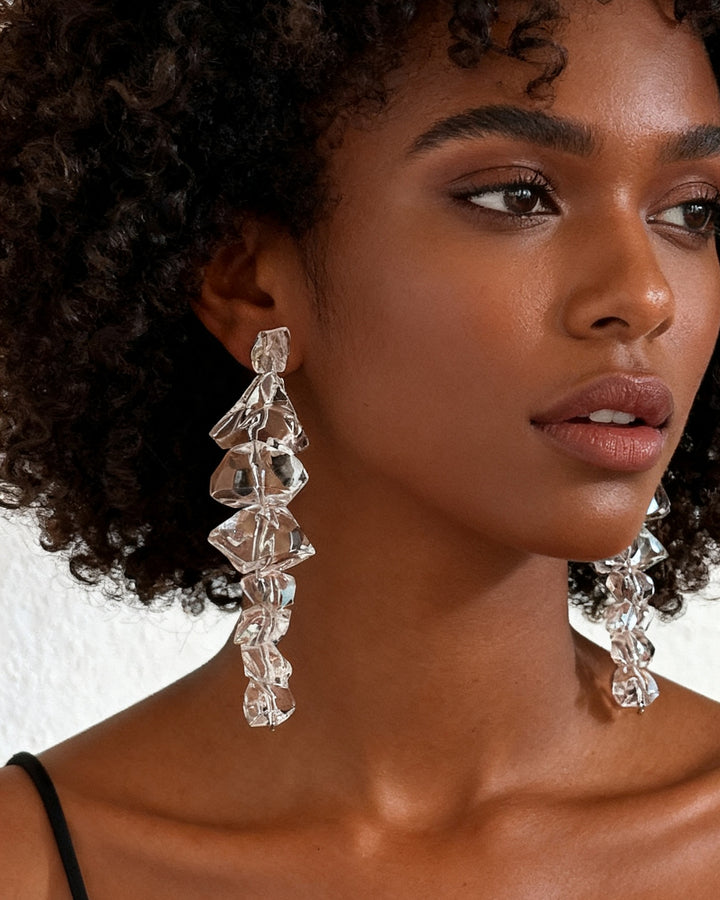 Crystal Irregular Ice Cube Earrings