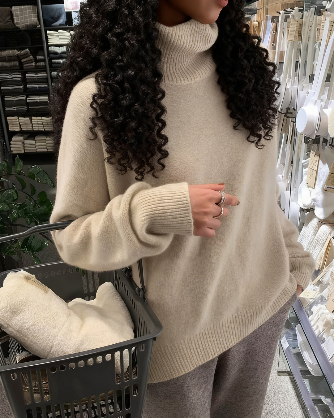 Autumn And Winter High Neck Solid Color Outer Wear Sweater