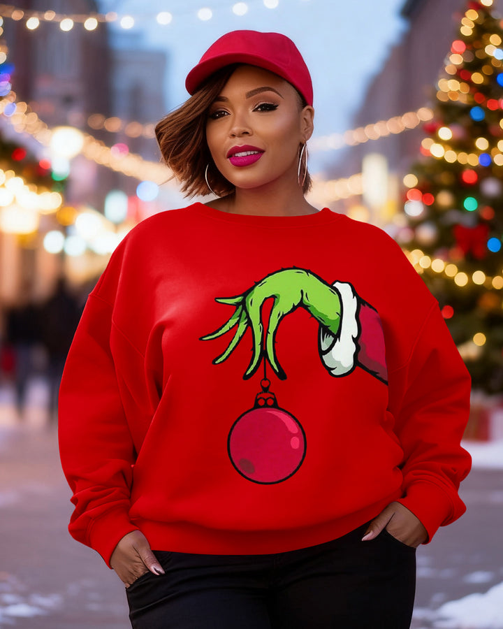Christmas Monster Hand Lighting Crewneck Long Sleeve Sweatshirt