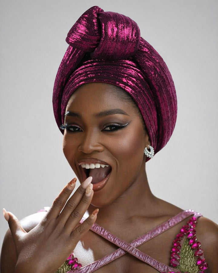 Fashion Gold Foil Knotted Stretch Turban Hat