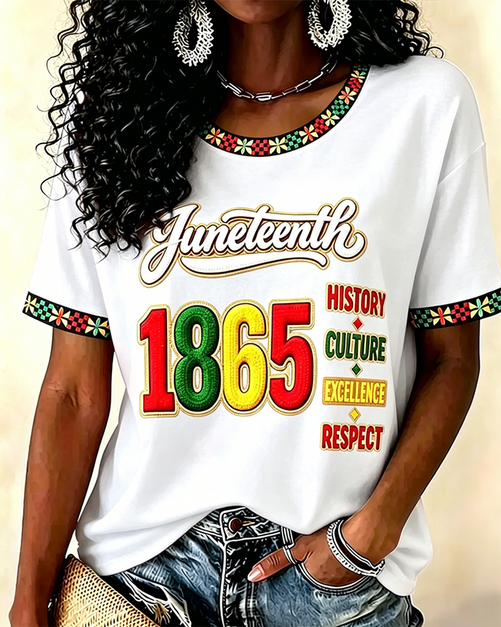 Juneteenth 1865 African American Pride Crew Neck Short Sleeve Tshirt