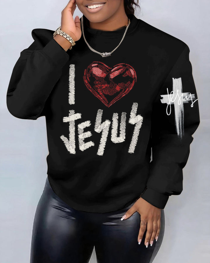 I Love Jesus Crewneck Long Sleeve Sweatshirt