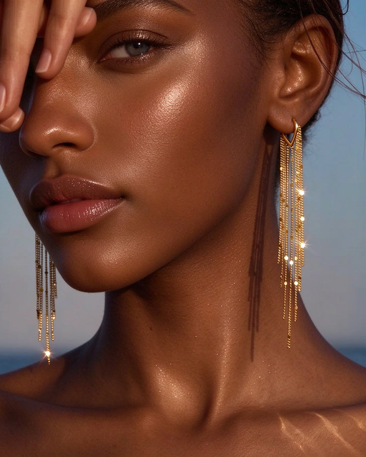 Women's Long Sequin Tassel Earrings