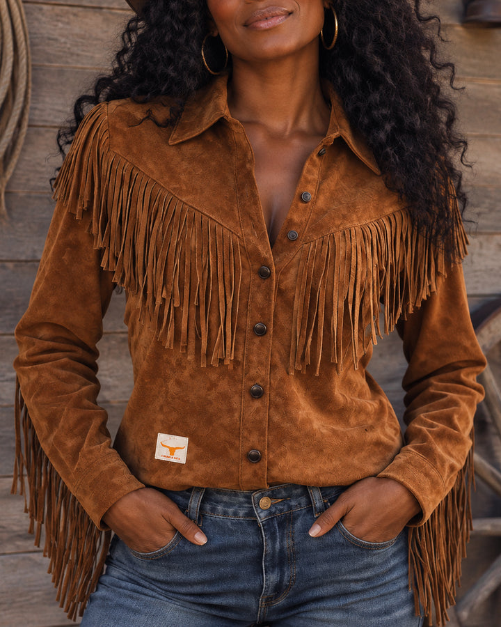 Women's Western Faux Suede Fringe Shirt