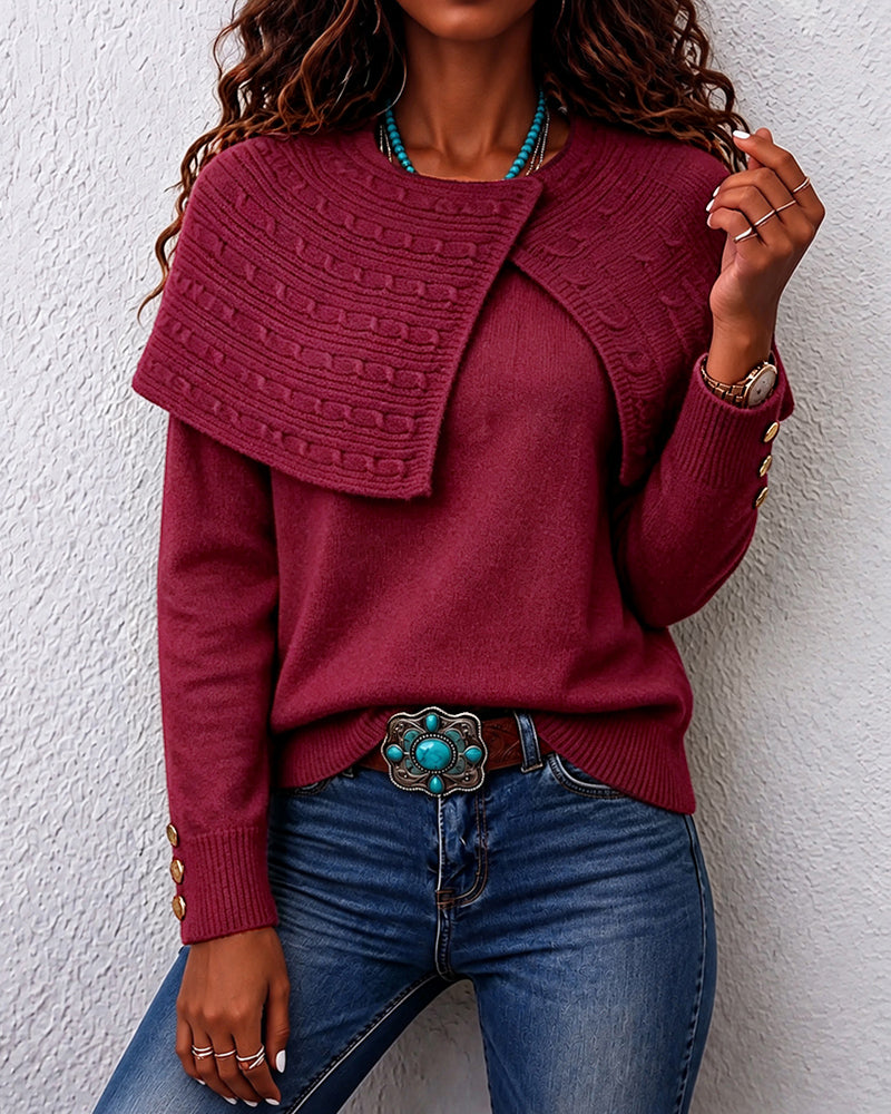 Shawl Collar Long-sleeved Loose Sweater