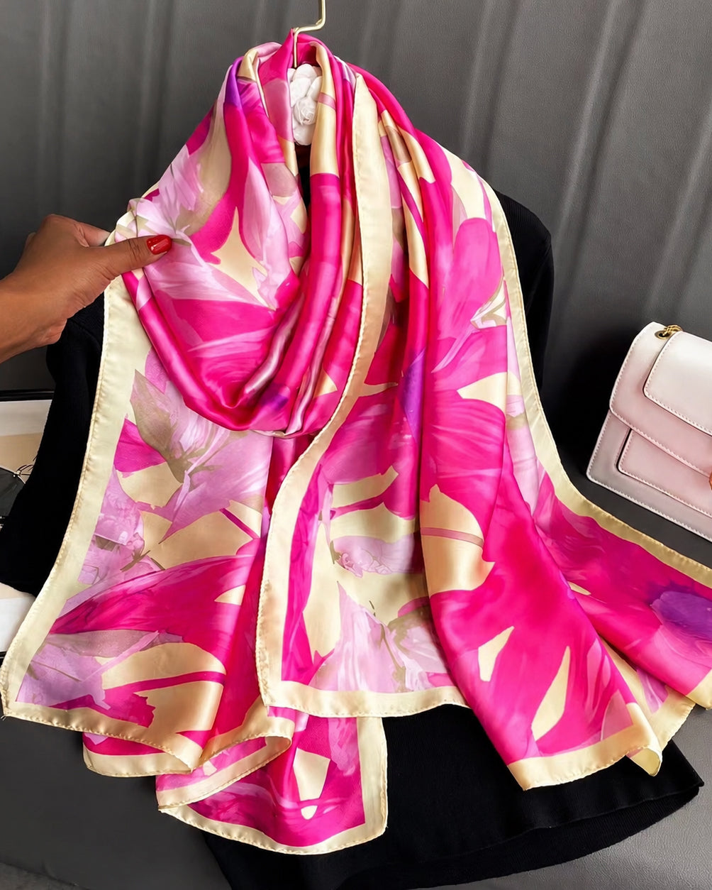 Pink Elegant Floral Scarf/cape
