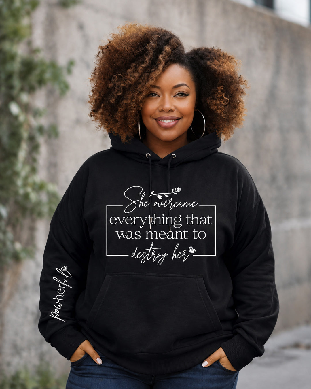 Women's She Overcame Everything Cotton Long Sleeve Hoodie