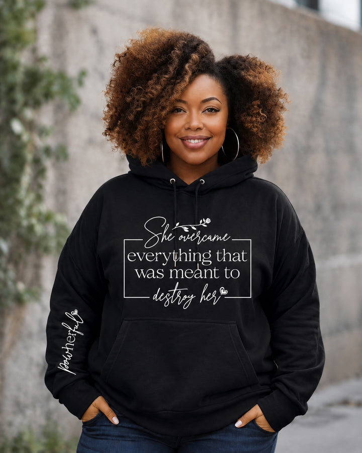 Women's She Overcame Everything Cotton Long Sleeve Hoodie