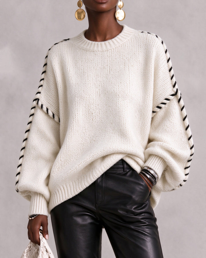 Women's Oversized Crew Neck Chunky Knit Sweater