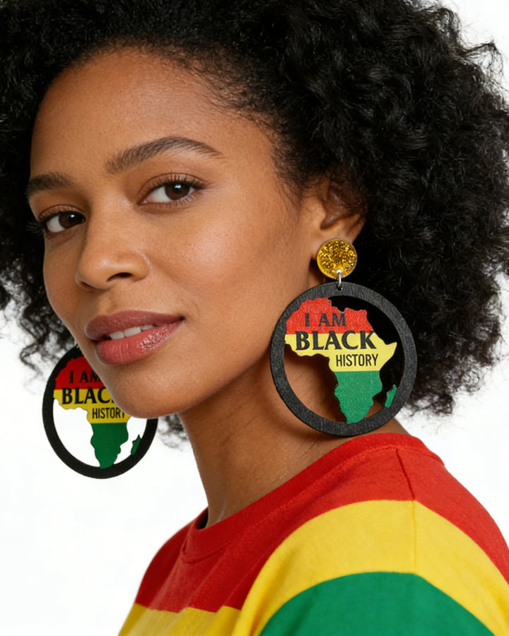 June Day Black Liberation Day African Women Exaggerated Large Earrings Multi-Material Festival Atmosphere