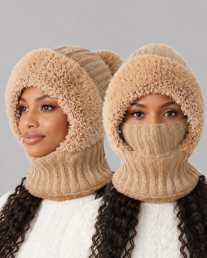 Winter Women's Plush Hat - 3-in-1 Warm andCozy Design