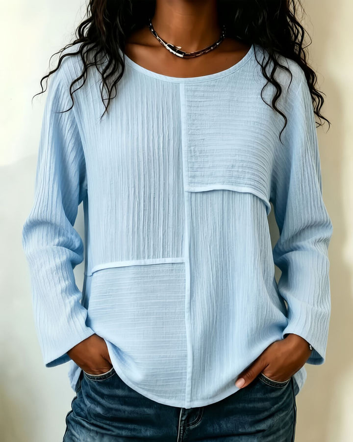 Round Neck Irregular Patchwork Long-sleeved Top