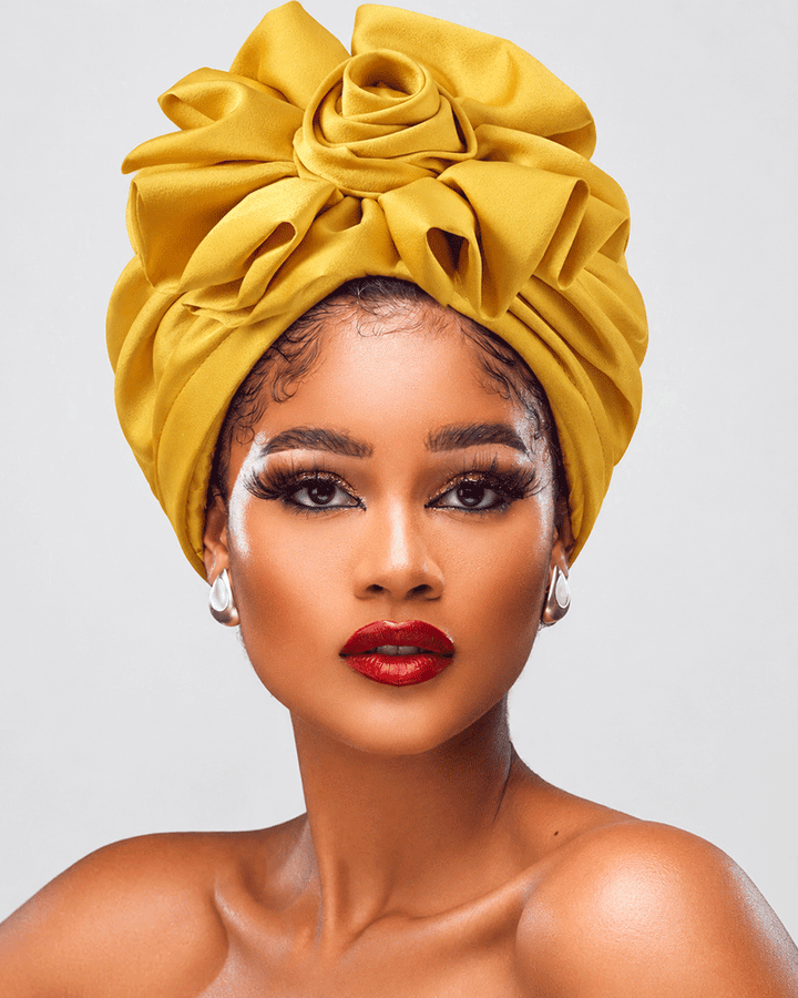 Multi‑Color Satin 3D Large Flower Totem Turban Hat Headscarf Hat