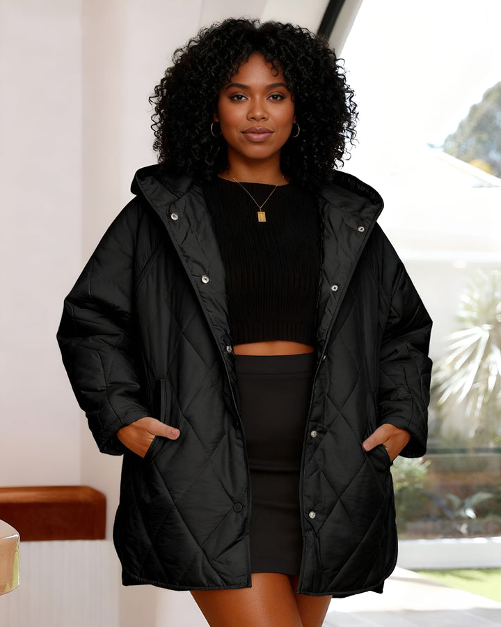 Women's Winter Coat Casual Diamond Quilted Hooded Lightweight Jacket Coat