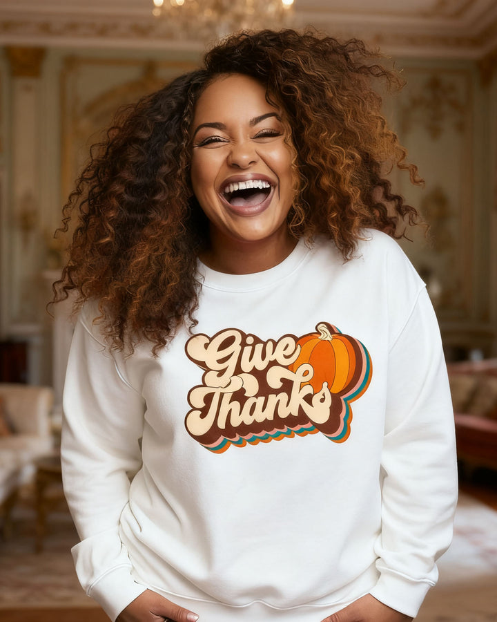 Give Thanks Crewneck Long Sleeve Sweatshirt