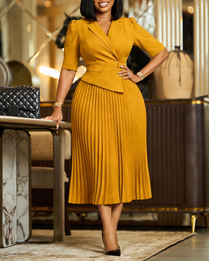 Blazer Pleated Midi Business Dress