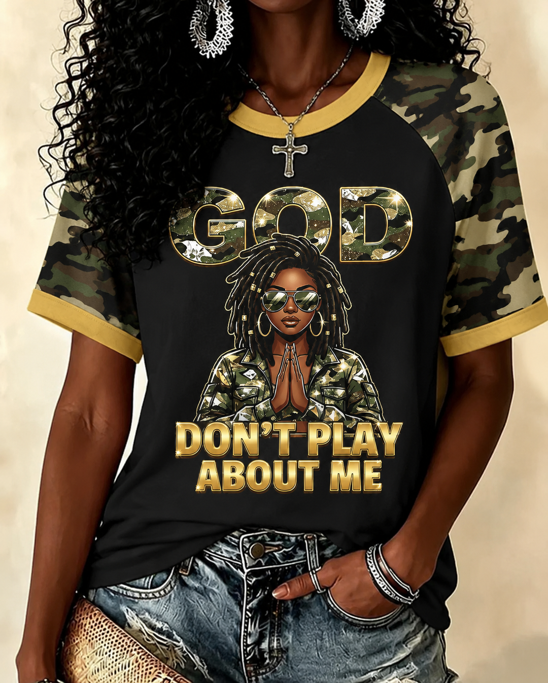 God Don't Play About Me Crew Neck Short Sleeve Tshirt