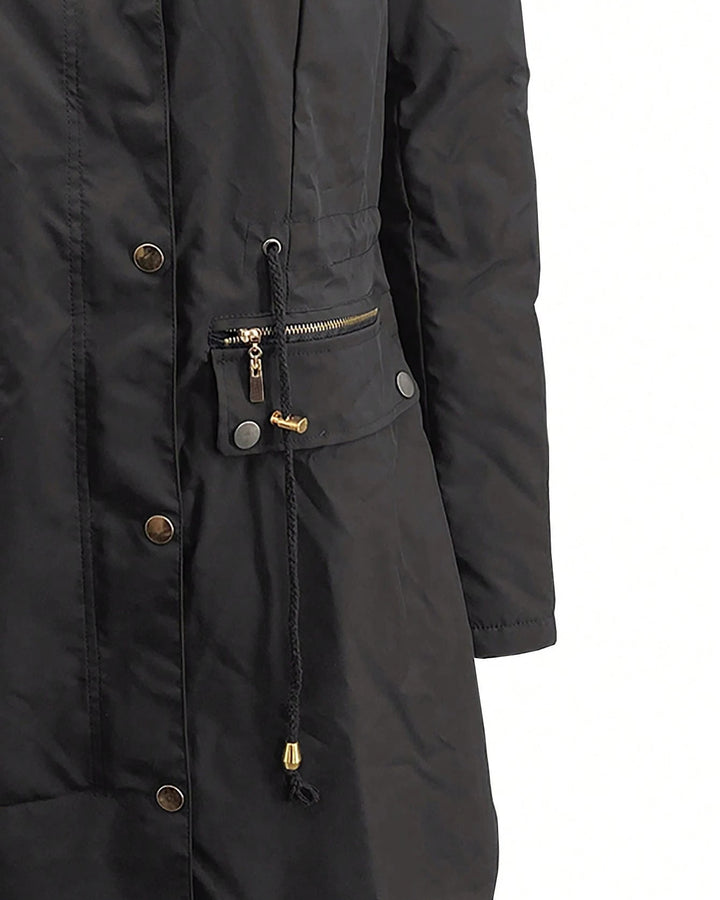 Autumn And Winter Solid Color Fur Collar Hooded Long Thick Warm Cotton-padded Coat