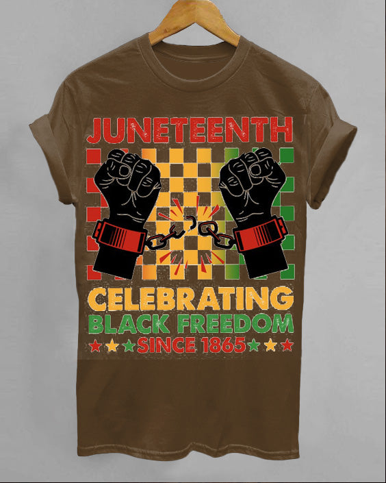 Juneteenth Breaking Every Chains Crew Neck Short Sleeve Cotton T-Shirt