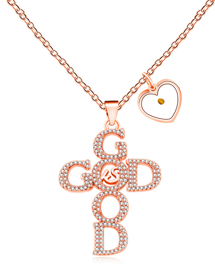 GOD IS GOOD Inlaid with Zircon Necklace