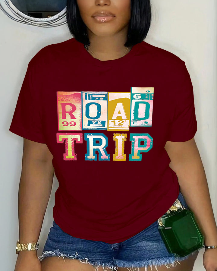 Road Trip 100% Cotton Crew Neck Short Sleeve Tshirt